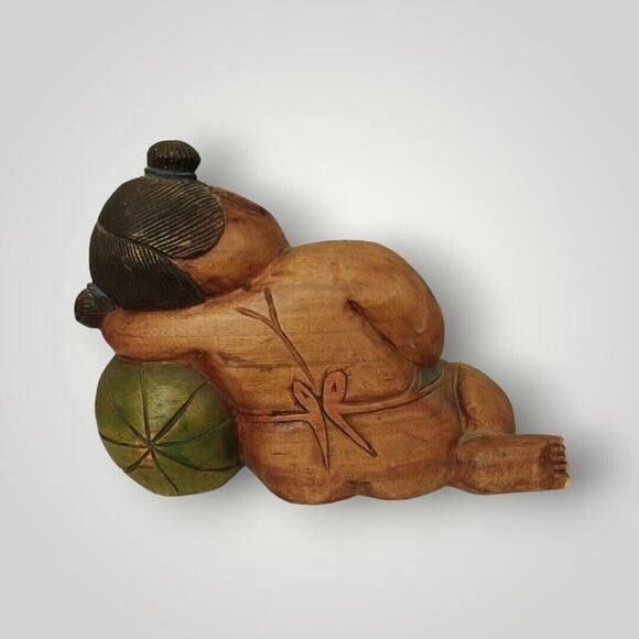 Wooden Carved Chinese Buddhas Statues Vintage Sleeping Budda Statues - Picture 7 of 7